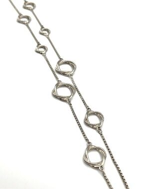 Long Silver Chain Necklace Open Circle Link Layering